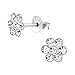 925 Sterling Silver Hypoallergenic (SET OF 3) Clear, Pink, Blue Flower Stud Earrings for Girls or Women 29116