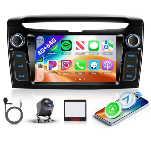 Rimoody 4G+64G Android Autoradio per Lancia Ypsilon 2012-2020 Wireless Carplay Android Auto, 7 Pollici Touchscreen Radio 2 Din con GPS Navi WiFi Bluetooth FM/RDS Radio USB/SWC Telecamera Posteriore