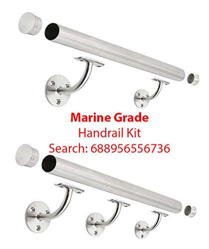 Stainless Steel 316 Grade Wall Mount Staircase Handrail Bracket for 1-1/2 or 1-5/8 OD Hand Railing, Stain, 2-Pack - Thumbnail 5