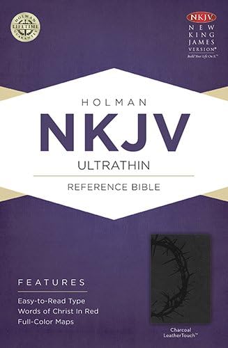NKJV  Ultrathin Reference  Bible , Charcoal LeatherTouch