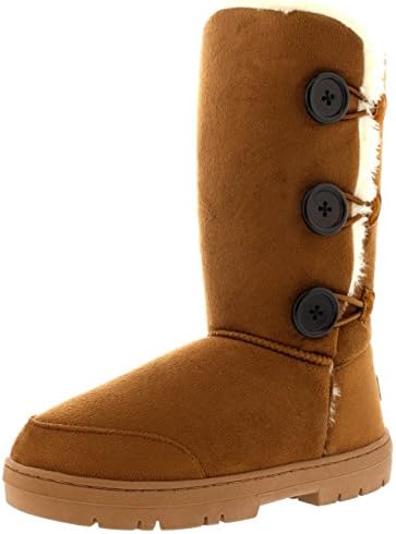 Womens Triplet Button Waterproof Winter Snow Boots - Tan - 10 - TAN41 AEA0154