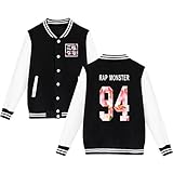 BTS Baseball Jacket Uniform Bangtan Boys Suga Jin Jimin Jung Kook Sweater Coat M Black Rap-Monster