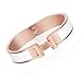 Z.RACLOE 12MM H Buckle Bangle Bracelets for Women Rosegold/White