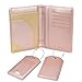 COCASES Leather Passport Holder Cover Case RFID Blocking Travel Wallet ID Card Travel Document Organizer for Women Men with Matching Luggage Tag Set - Rose Gold