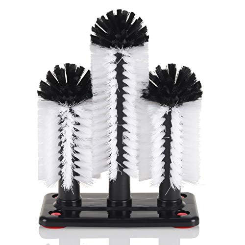 Triple 3 Brush Bar Glass Washer with Suction Base