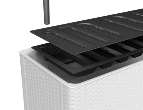 Rankgitter, Spalier mit Pflanzkasten in Rattan-Design aus robustem Kunststoff in Weiß. Maße BxTxH in cm: 43 x 43 x 142… – Bild 4