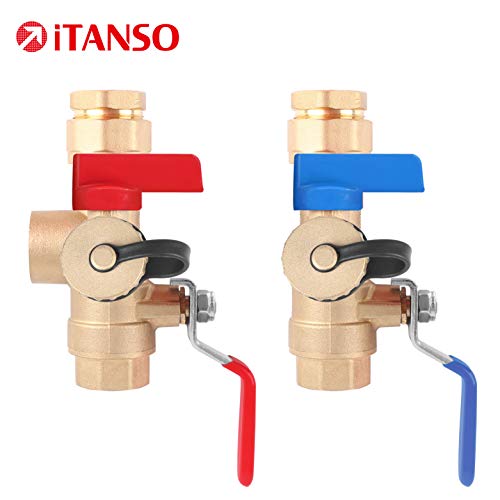 iTANSO 3/4-Inch IPS Isolator Tankless Water Heater Service Valve Kit with Clean Brass Construction