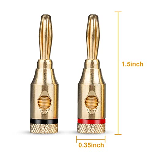SUNJOYCO 12 Pairs Gold Plated Speaker Banana Plugs, OpenScrew Type Pin