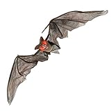 Halloween Haunters Hanging Flying 3 Foot Wing Span Vampire Bat with Red LED Eyes Prop Decoration - Evil Demon Light-Up Flashing Eyes - Spooky Scary Haunted House, Graveyard Entryway
