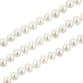 Adabele 14 Inch Real Natural AAA Grade Round White Cultured Freshwater Pearl Loose Beads 7-8mm for Jewelry Making FPA-78