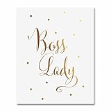 Boss Lady Gold Foil Print Small Poster Woman Chic Girly Office Poster Wall Art Gold Decor 5 inches x 7 inches B45