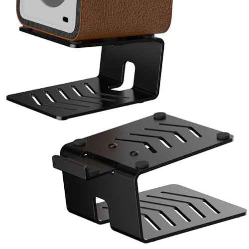 suptek 1 Pair Desk Speaker Stands with Vibration Absorbing Pads, Metal Speaker Stands for Speakers up to 33 lbs Each, Desktop Audio Stand for