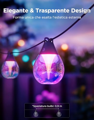 Govee Outdoor Lights, 15m Dimmable RGBWIC LED Chain Lights with 16 Million Colors and 111 Scene Modes, 80 lm for LED, 25,000 Hours Lifespan, Works with Alexa, Google Assistant, Matter