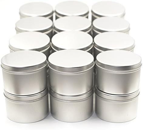 Tin Cans for Candle Making with Lids 8 oz 24 Pack from Omnya, Made with Steel, Round Container Tins for Candles, Spices, & DIY Projects, 8oz Can with Secure Pop-on Lid, Bulk