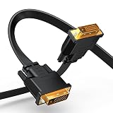 SROMGEE DVI Cable 6Ft, DVI to DVI Flat Design Dual Link Cable Male to Male Computer Monitor Cord, DVI-D Connector PC TV Laptop Display Video Cable (6FT, Black) (Color: Black)