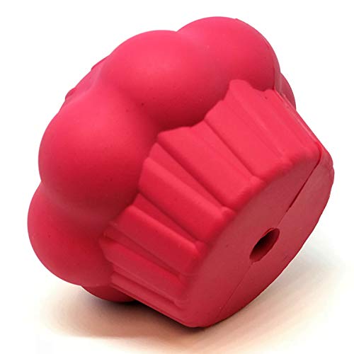 MuttsKickButt by SodaPup - Natural Rubber Cup Cake Treat Dispenser - Chew Toy - Treat Dispenser - Slow Feeder - Made in USA - for Heavy Chewers - Pink - Large