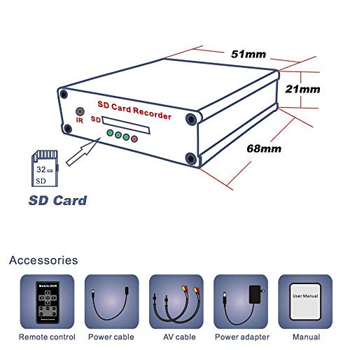 Coomatec Mini DVR Support SD Card Real-time Digital Video Recorder for FPV and Vehicle HD Mini 1 Channel MPEG-4 Video
