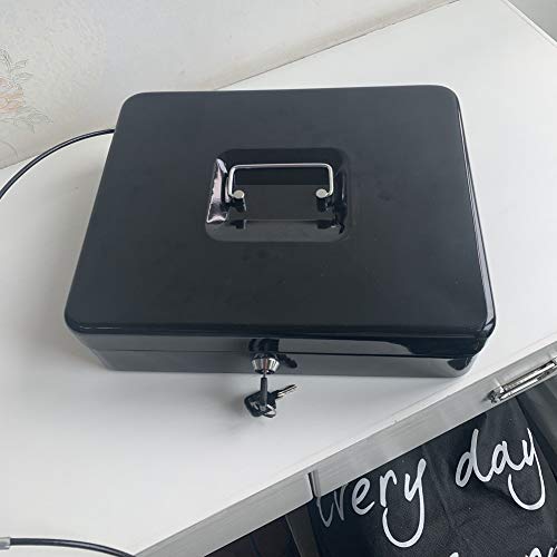 Masmartox Locking Cash Box with 5 Money Tray, Metal Money Box with Keyed Lock, Black