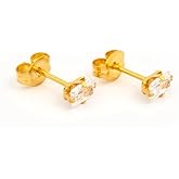 STUDEX Sensitive Cubic Zirconia Stud Earrings 5x3mm | Hypoallergenic and Nickel Safe for Sensitive Ears | Gold Plated Posts | High Fashion Earrings for Women and Men- PR-884-S