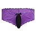FEESHOW Men's Lace Bikini Briefs Sissy Pouch Underwear Hipster Crossdress Panties Purple Medium (Waistline 29.0-34.0
