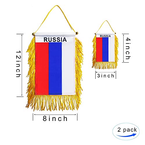 GentleGirl.USA 2 Pack Russia Car Flag Russian Window Hanging Flag, With