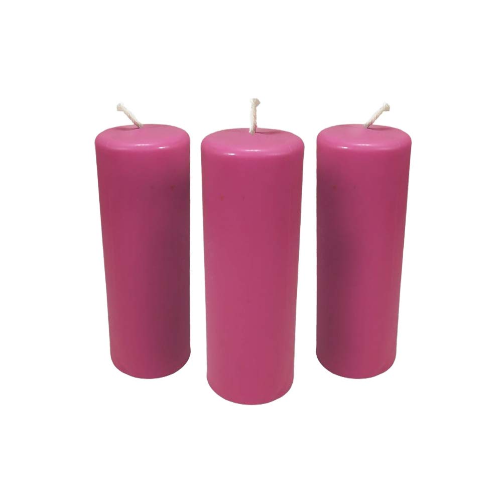 3X Pillar Candles Rustic Height 95mm Ø34mm Beeswax drip Candles Rose 36361