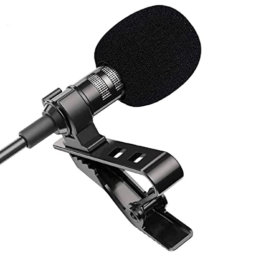 HUACAM Lavalier Lapel Microphone, Clip on Mic for Phone Laptop Computer Camera, Little Microphone Hands Free Omnidirectional Recording Mic, Perfect for Vloggers YouTube Interview Bloggers(Set of 3)