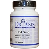 Dr Aziz DHEA 5mg Supplement - DHEA Supplement for General Wellness - Supports Hormonal Balance, Mood and Stress Management - 100 Tablets