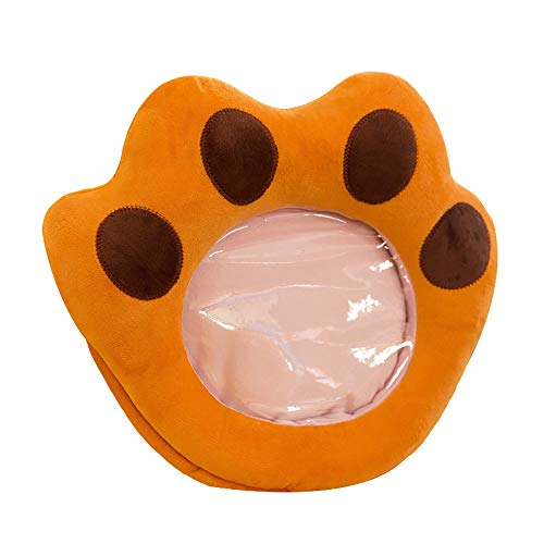 Livoty Plush Hand Muffs Hand Warmers Transparent Winter Warm Gloves Cartoon Handmuff,Can Play Phone (Orange)