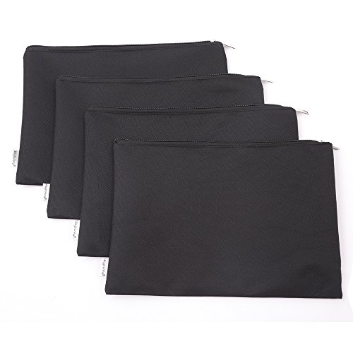 Augbunny Zipper Polyester Security Bank Deposit Utility Zipper Coin Bag Check Wallet Money Organizer pouch 4-pack