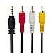 QiCheng&LYS 3.5 mm to RCA AV Camcorder Video Cable,3.5mm Male to 3RCA Male Stereo Audio Video AUX Cable for Smartphones,MP3, Tablets,Speakers,Home Theater - 3.5mm Straight 1m