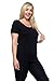 OSSAMI PM Women Junior Basic Round Cotton Neck Top T-Shirt-BLACK-S