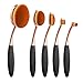 Summifit 5 Pcs Soft Oval Makeup Brushes Set Professional Foundation Contour Concealer Blush Eyebrow Eyeliner Brush Kit (Black Rose Gold)
