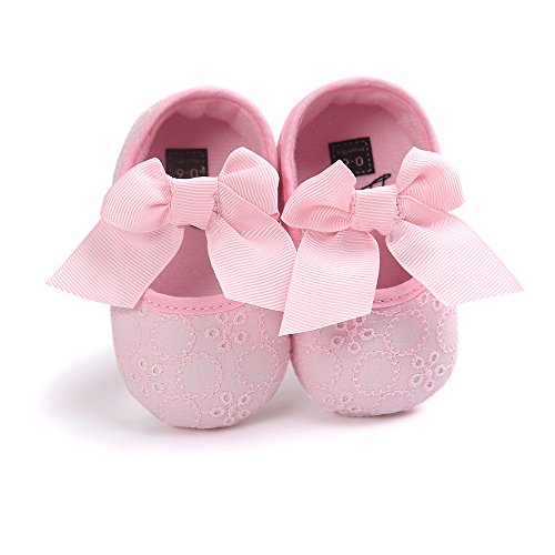 Baby Girls Princess Bowknot Soft Sole Cloth Crib Shoes Sneaker 6-12 Months Pink