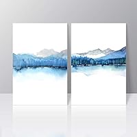 2 Panel Canvas Wall Art Watercolor Painting Canvas Prints Home Artwork Decoration for Living Room,Bedroom - 16