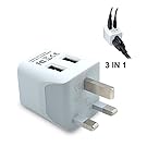 Ceptics CTU-7 USA to UK, Hong Kong Travel Adapter Plug With Dual USB - Type G - Ultra Compact