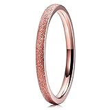 Three Keys Jewelry 2mm Titanium Wedding Ring for Women Matte Frostd Plated Rose Gold Wedding Band Engagement Ring Size 8