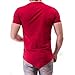ONTTNO Mens Short Sleeve Hipster Hip Hop Basic Curved Hem Red Zipper T Shirt