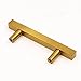 goldenwarm 3in Gold Drawer Pulls Brushed Brass Cabinet Pulls 15 Pack - LS1212GD76 Gold Drawer Knobs Kitchen Hardware Bathroom Cabinet Knobs Door Handle 5in(128mm) Overall Length
