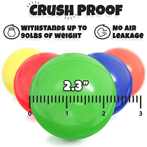 Click N' Play Ball Pit Balls for Kids, Plastic Refill Balls, 200 Pack, Phthalate and BPA Free, Includes a Reusable Storage Bag with Zipper, Bright Colors, Gift for Toddlers and Kids