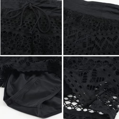 Ulicox Women's Swimming Trunks Beach Shorts Water Sports Quick Drying Summer Hollow Lace Swimming Trunks S-XXXL