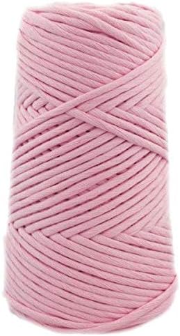 GANXXET Baby Pink Combed Cotton Cord 4mm x 82Yards | Organic Soft Cotton Macrame Cord | Single PLY Cotton String for Handmade Crafts, Macrame Jewelry, Crochet Thread, Decorative Projects, Weaving Yarn