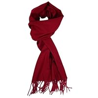 Unisex Warm Soft Cashmere Feel Solid Color Fall Winter Scarf Cranberry Red