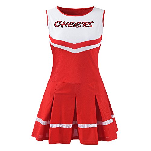 Women's Musical Uniform Fancy Dress Costume Complete Cheerleading Outfit (XL, Red)