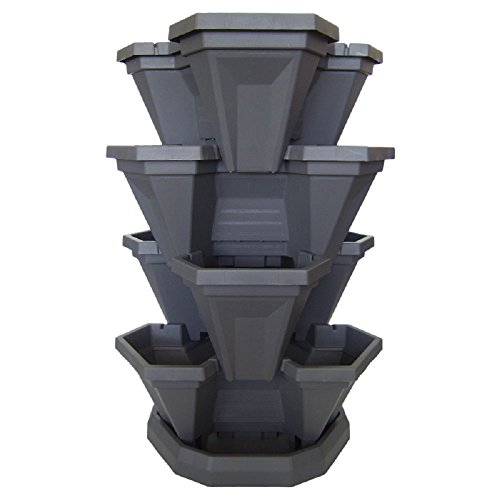 Large 84 Quart, 23" Luxury Indoor Outdoor Garden Stackable Planters: StackaPots Mega Tubs With Internal 5-day Self-Watering, 13 Large Growing Spots on 4 Layers