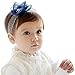 DZT1968® Baby Girl Wide Lace Turban Headband Head Wrap Knotted Hair Band With Flower (Navy)