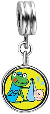 Leap Day Frog Stork Peridot Crystal August Birthstone Flower Dangle Charm Bracelets