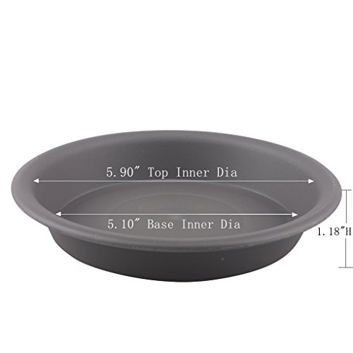 BangQiao 12 Pack 5.90 Inch Plastic Round Planter Pot Saucer Tray for Indoor and Outdoor Plants, Dark Gray