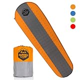 Rugged Camp Self Inflating Sleeping Pad - Sleep Comfortably in The Outdoors - Camping Gear and Accessories for Hiking, Backpacking, Travel - Lightweight and Compact Camping Mat (Orange)