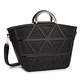 Dasein Designer Handbag Geometric Patent Satchel Bag Large Tote Bag Top Handle Shoulder Bag Work Purse